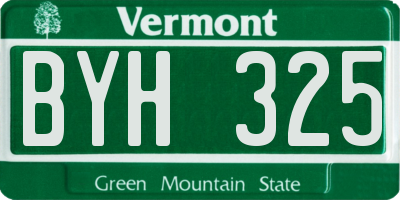 VT license plate BYH325