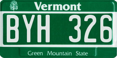 VT license plate BYH326