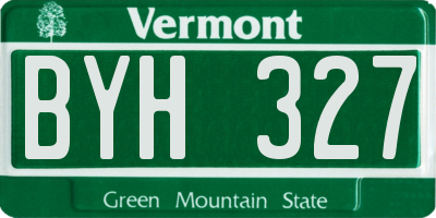 VT license plate BYH327
