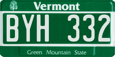 VT license plate BYH332