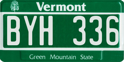 VT license plate BYH336
