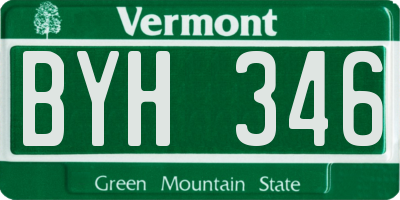 VT license plate BYH346