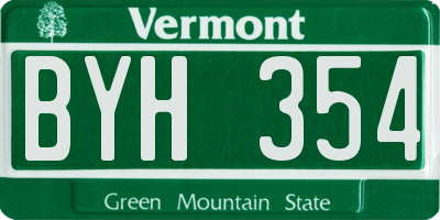 VT license plate BYH354