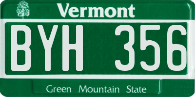 VT license plate BYH356