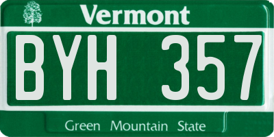 VT license plate BYH357