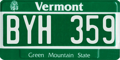 VT license plate BYH359