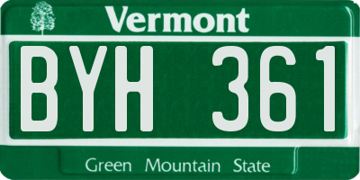 VT license plate BYH361