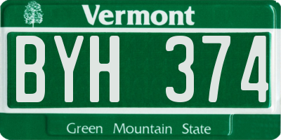 VT license plate BYH374