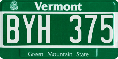 VT license plate BYH375