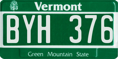 VT license plate BYH376