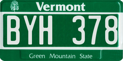 VT license plate BYH378