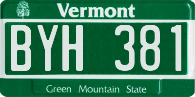 VT license plate BYH381