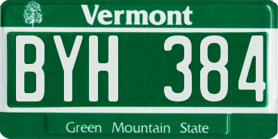VT license plate BYH384