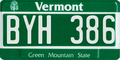 VT license plate BYH386