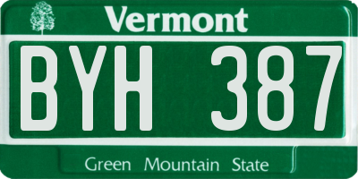 VT license plate BYH387