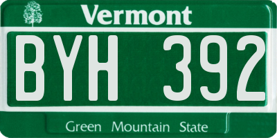 VT license plate BYH392