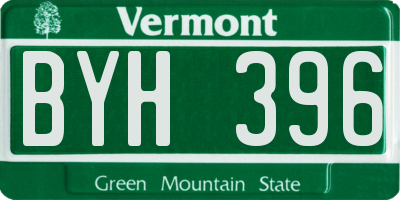 VT license plate BYH396