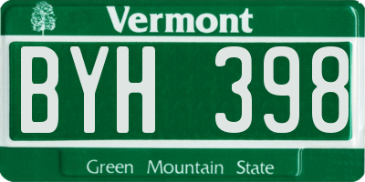 VT license plate BYH398