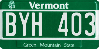 VT license plate BYH403