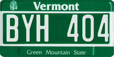 VT license plate BYH404