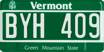 VT license plate BYH409