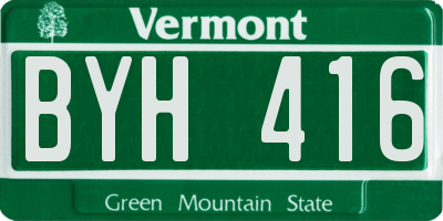 VT license plate BYH416