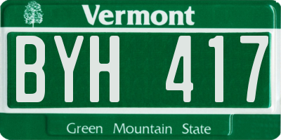 VT license plate BYH417