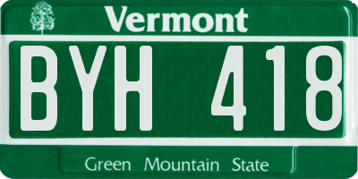 VT license plate BYH418
