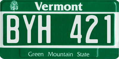 VT license plate BYH421