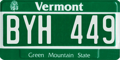 VT license plate BYH449