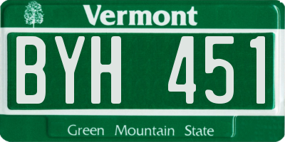 VT license plate BYH451