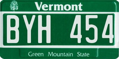 VT license plate BYH454