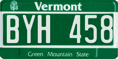 VT license plate BYH458