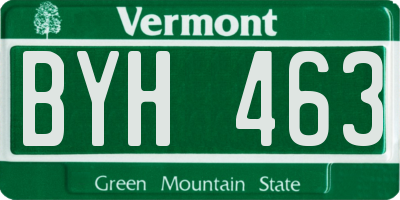 VT license plate BYH463