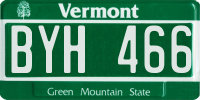 VT license plate BYH466