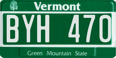 VT license plate BYH470