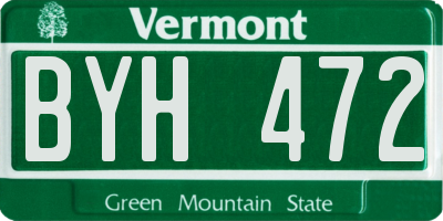 VT license plate BYH472