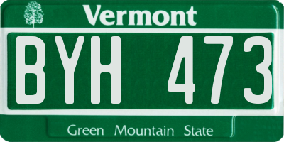 VT license plate BYH473