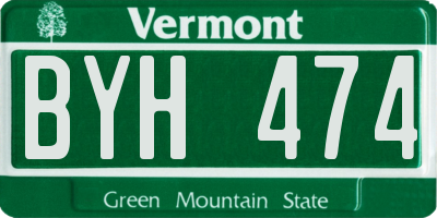 VT license plate BYH474