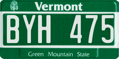 VT license plate BYH475
