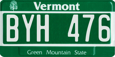 VT license plate BYH476