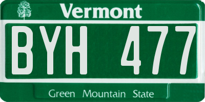VT license plate BYH477