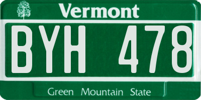 VT license plate BYH478