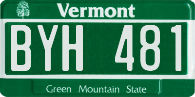 VT license plate BYH481