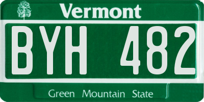 VT license plate BYH482