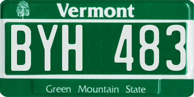 VT license plate BYH483