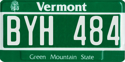 VT license plate BYH484
