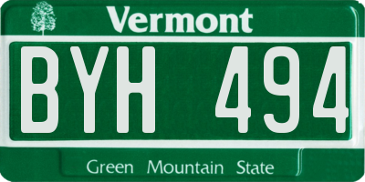 VT license plate BYH494
