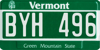 VT license plate BYH496