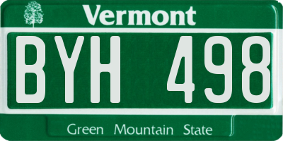 VT license plate BYH498
